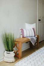 Load image into Gallery viewer, White + Berry Striped Pillow Cover

