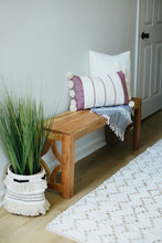 Load image into Gallery viewer, White + Berry Striped Pillow Cover
