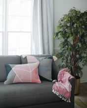 Load image into Gallery viewer, Blush + Grey Geometric Pillow Cover
