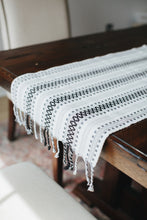 Load image into Gallery viewer, Tasseled Table Runner with Metallic Detail
