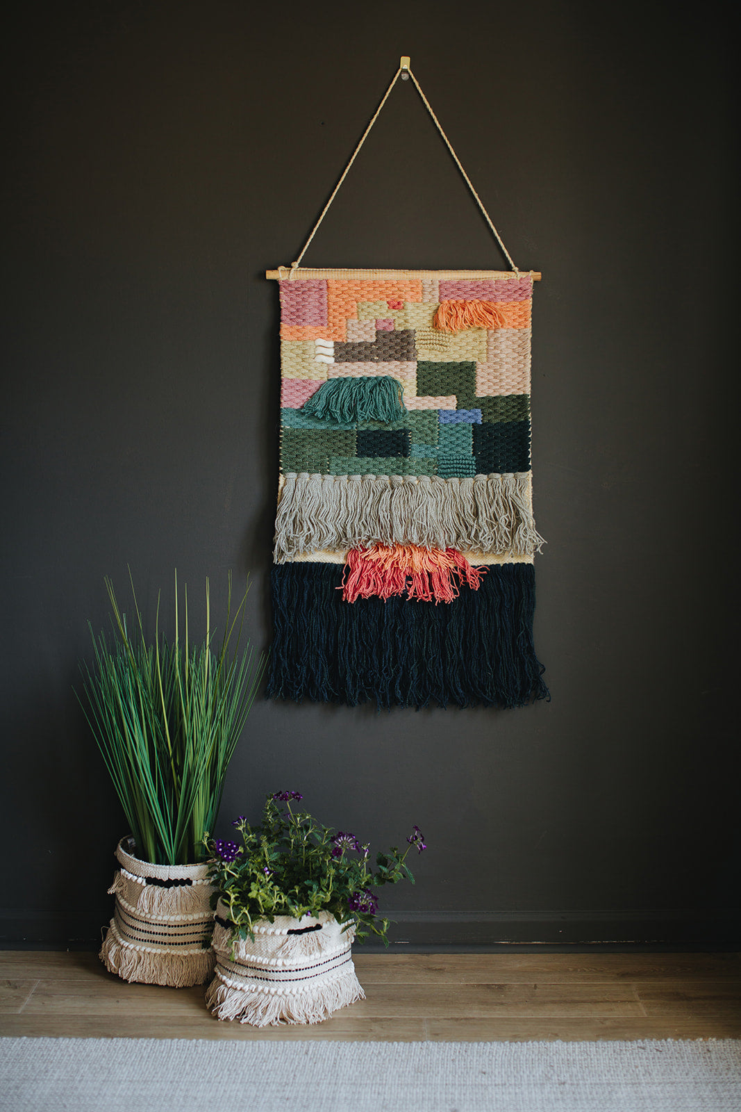 Large Multi-Color Wall Hanging with Fringe Detail