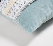 Load image into Gallery viewer, Lace + Sequin Baby Blue Velvet Pillow Cover
