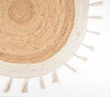 Load image into Gallery viewer, Cream + Natural Round, Tasseled Rug
