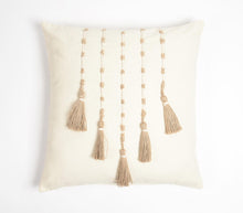 Load image into Gallery viewer, Cream Pillow Cover with Tassel Detail
