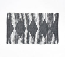 Load image into Gallery viewer, Handwoven Geometric Leather + Cotton Floor Mat
