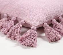 Load image into Gallery viewer, Tasseled Pastel Pink Pillow Cover
