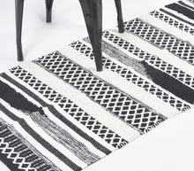 Load image into Gallery viewer, Black + White Cotton Runner Rug
