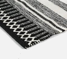 Load image into Gallery viewer, Textured Black, Cream + White Rug
