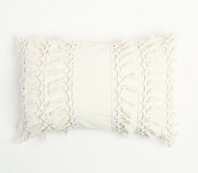 Load image into Gallery viewer, White + Cream Tasseled Pillow Cover
