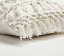 Load image into Gallery viewer, White + Cream Tasseled Pillow Cover
