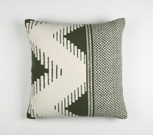 Load image into Gallery viewer, Olive Green Geometric Design Pillow Cover
