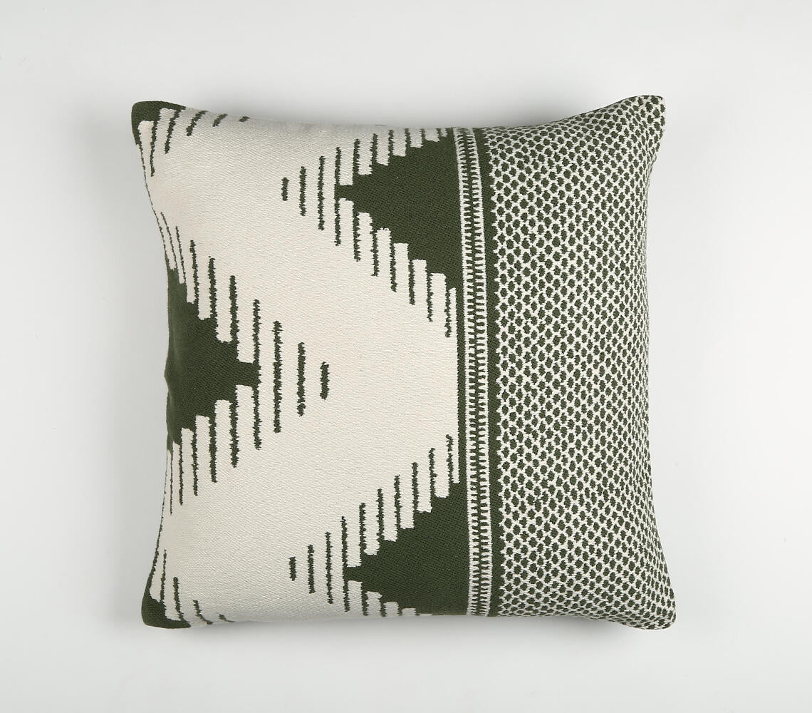 Olive Green Geometric Design Pillow Cover