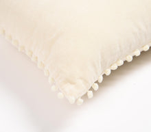 Load image into Gallery viewer, Cream Pillow Cover with Pom-Pom Border
