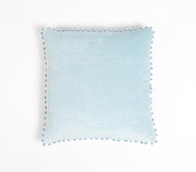 Load image into Gallery viewer, Baby Blue Velvet Pillow Cover with Border Embellishment
