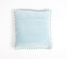 Load image into Gallery viewer, Baby Blue Velvet Pillow Cover with Border Embellishment
