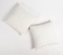 Load image into Gallery viewer, Gold Checked Cotton Pillow Covers (Set of 2)
