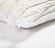 Load image into Gallery viewer, Hand-Tufted White + Cream Pillow Cover with Tassels
