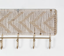 Load image into Gallery viewer, Macrame + Gold Coat Hook Wall Hanging
