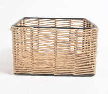 Load image into Gallery viewer, Square Iron + Cane Storage Basket
