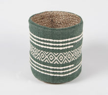 Load image into Gallery viewer, Olive Green + Cream Storage Basket
