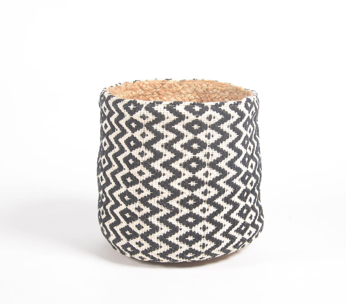 Handwoven Jute + Cotton Diamond Design Basket