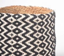 Load image into Gallery viewer, Handwoven Jute + Cotton Diamond Design Basket
