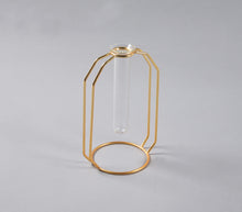 Load image into Gallery viewer, Geometric Glass + Gold Test Tube Vase Set (Set of 3)
