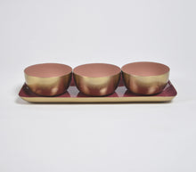Load image into Gallery viewer, Enamelled Pink Iron Tray with 3 Bowls
