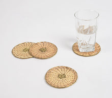Load image into Gallery viewer, Round Cane + Brass Coasters (Set of 4)
