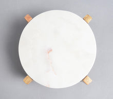 Load image into Gallery viewer, White Marble Display Plate with Wood Stand
